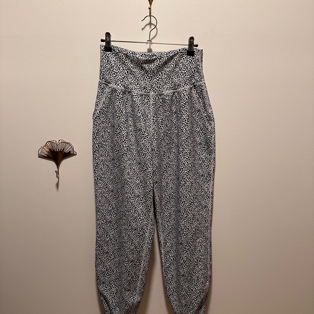 Old Navy Black and White Track Pants with Elastic Cuffs